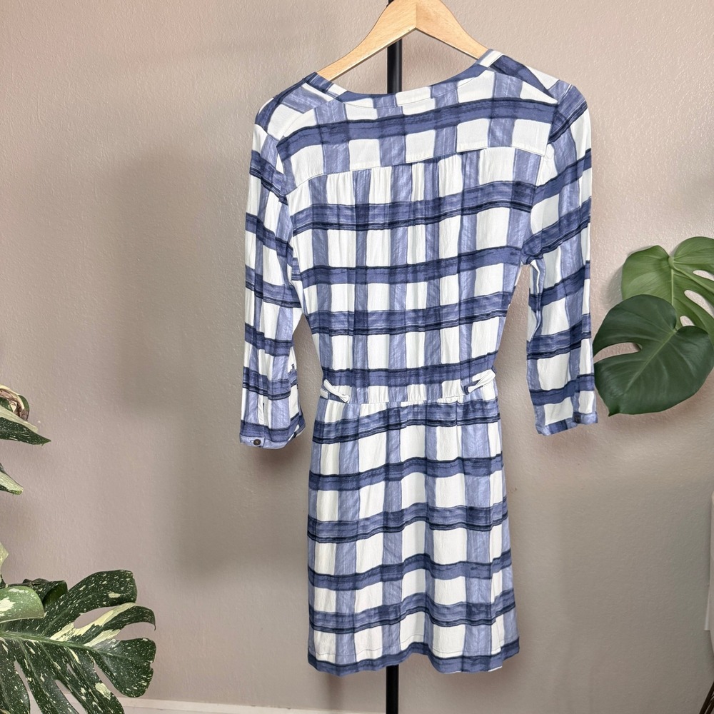 Maeve Anthropologie Devery Shirtdress Blue White Gigham Mini Dress Medium - Picture 6 of 8
